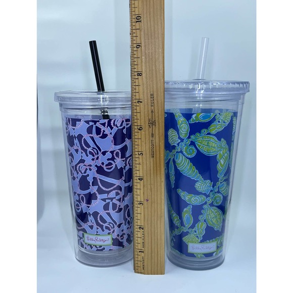 Two Lilly Pulitzer Cold Tumblers with Straws - Picture 2 of 9